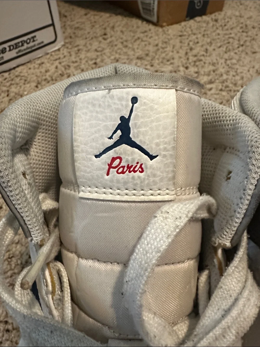 Nike White Navy Gray Air Jordan Mid Men's Sneakers Mens 12.5 Paris